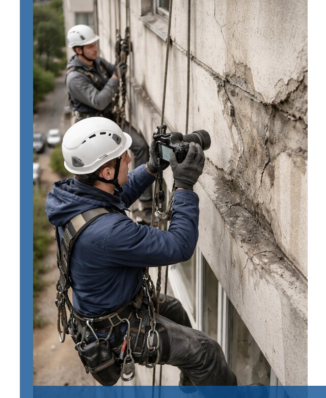 Фотофиксация дефектов фасада с высотной съемкой в Сургуте