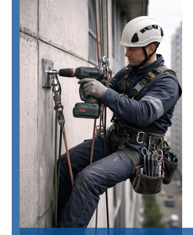 Установка анкерных точек для высотных работ в Сургуте